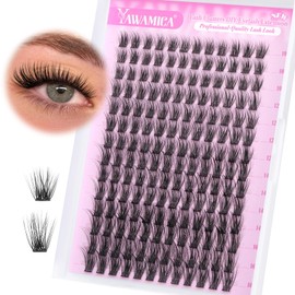 Yawamica Natural Lash Clusters DIY Cluster Eyelash Extensions 10-16mm Wispy Eyelash Clusters C Curl Individual Lashes 168 pcs Soft Cluster Lashes with Thin Lash Band DIY Lash for Self Application