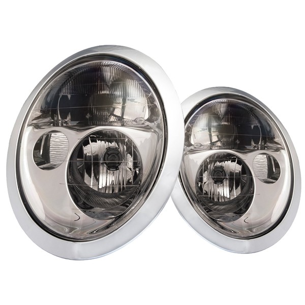 PERDE Compatible with Mini Cooper Headlights Set Chrome Housing with