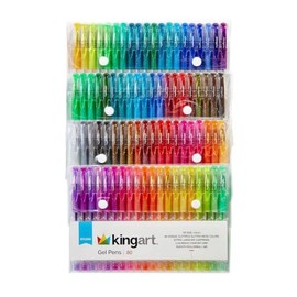 KINGART 400-80 GLITTER Rollerball GEL PENS, 80 Sparkling Colors with Soft-Grip Comfort, XL Ink Cartridge - For Coloring, Doodling, Scrapbooking, Journaling and General Use, All Ages, 80 Pens