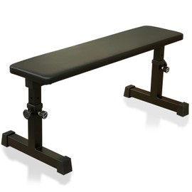 Heemab Flat Weight Bench for Strength Training with Adjustable Height, Black, 5-Level Settings for Home Gym
