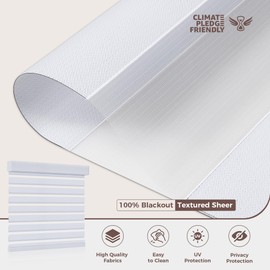 Allesin Zen Cordless Zebra Blinds for Windows, Dual Layer Blackout UV and Privacy for Day and Night, Easy to Install, Safe for Child and Pets, Perfect for Home, Office, White, 20" W x 72" H