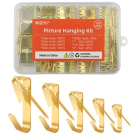 152Pcs Picture Hanging Kit, Picture Hangers 10lb, 20lb, 30lb, 50lb, 100lb Hooks with Nails, Heavy Duty Photo Frame for Pictures, Painting ,Mirror, Wall Art Mounting on Drywall, Wooden Wall
