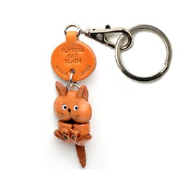 Cat Dangle Genuine Leather Cat Keychain Bankakraft Leather Story (Made in Japan)