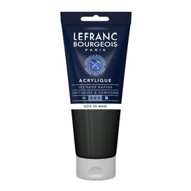 Lefranc Bourgeois 300385 Fine Acrylic Paint - Mars Black, 200 ml Tube, Creamy Acrylic Paint, Water-based, Quick Drying, Lightfast, Waterproof