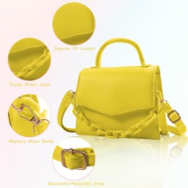 Small Crossbody Bags for Women Girls Trendy Top Handle Satchel Purses with Detachable Acrylic Chain,Yellow Purse with Card Holder(Yellow)