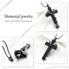 Cremation Jewelry Black Cross Urn Pendant Keepsake Memorial Necklace