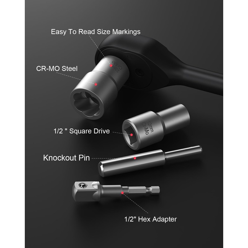 Kolvoii Deep Bolt Extractor Kit, 1/2" Drive Impact Bolt &