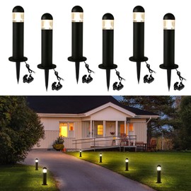 MOON-DE-AGE 6 Pack Low Voltage Landscape Pathway Lights, 12V LED Bollard Light IP67 Waterproof, Outdoor Driveway Walkway Wired Lights (Included Connector) - Yard Garden Lawn, 2700K Warm White