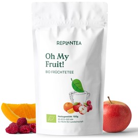 Organic Fruit Tea Oh My Fruit 100 g (50 Cups) Fruit Tea Loose with Apple, Hibiscus, Raspberry, Orange and Stevia Leaves REPLANTEA