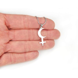 Black Moon Lilith Necklace, 18" chain, Pure 304 Stainless Steel, Black Moon Lilith Symbol Charm and 18" (45.7cm) Chain