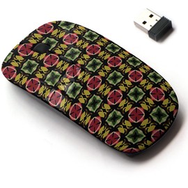 2.4G Wireless Mouse with Cute Pattern Design for All Laptops and Desktops with Nano Receiver - Geometric Texture bohochic Fashion Abstract