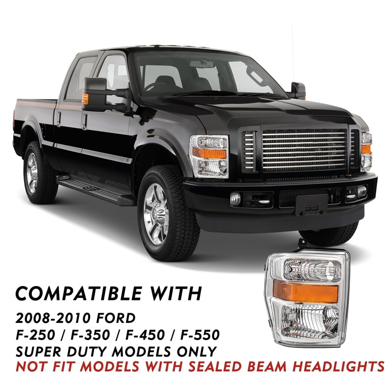 TUSDAR Headlight Assembly Set for 08 09 10 Ford F-250