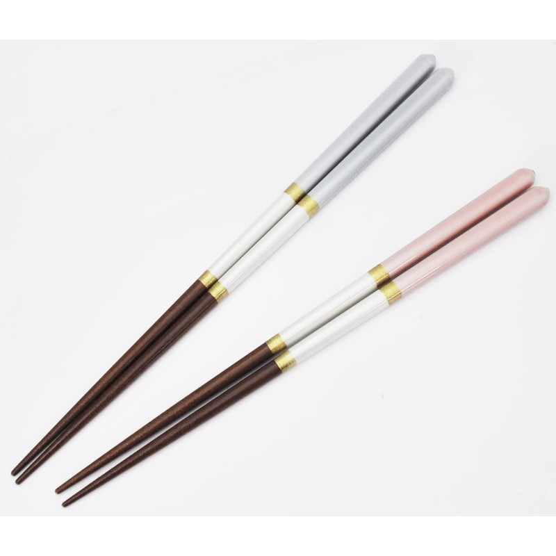Ishida Dishwasher Safe Chopsticks with Paulownia Case, Chopsticks Rest, Champagne