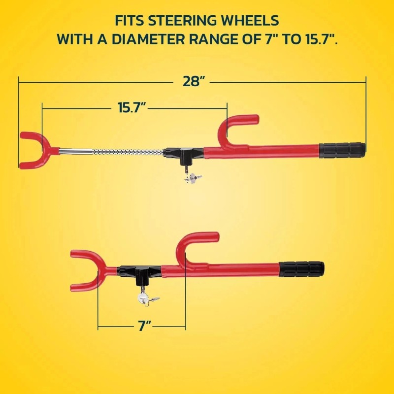 Steering Wheel Lock The Club Twin Hooks Anti Theft Universal