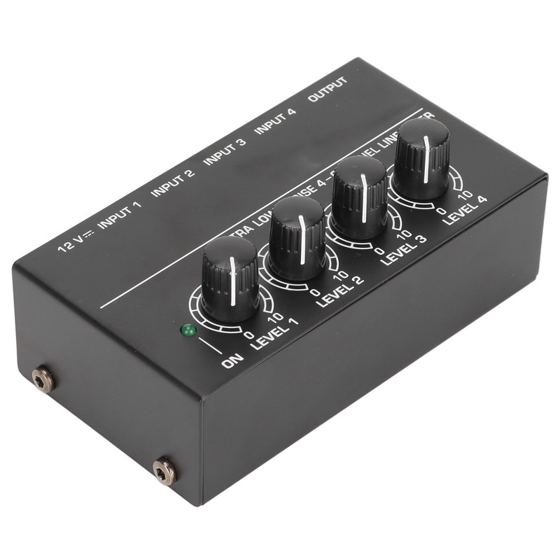 4 Channel Line Mixer Stereo Compact Low Noise Adjustable Volume