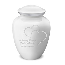GetUrns - Embrace Hearts Urns for Human Ashes, Cremation Urns for Adult Ashes Men & Women, Cremation Urn for Home, Vault, or Niche, 200 cu. in., Custom Single Engraving, White