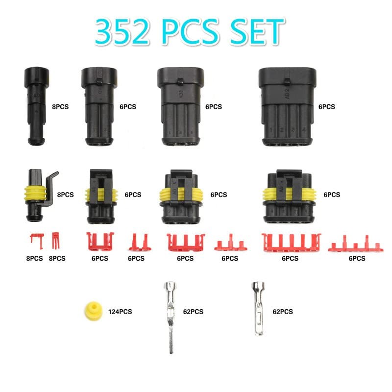 AONNOUS 352PCS Automotive Electrical Connectors & Crimper Kit;Weather Pack Connectors