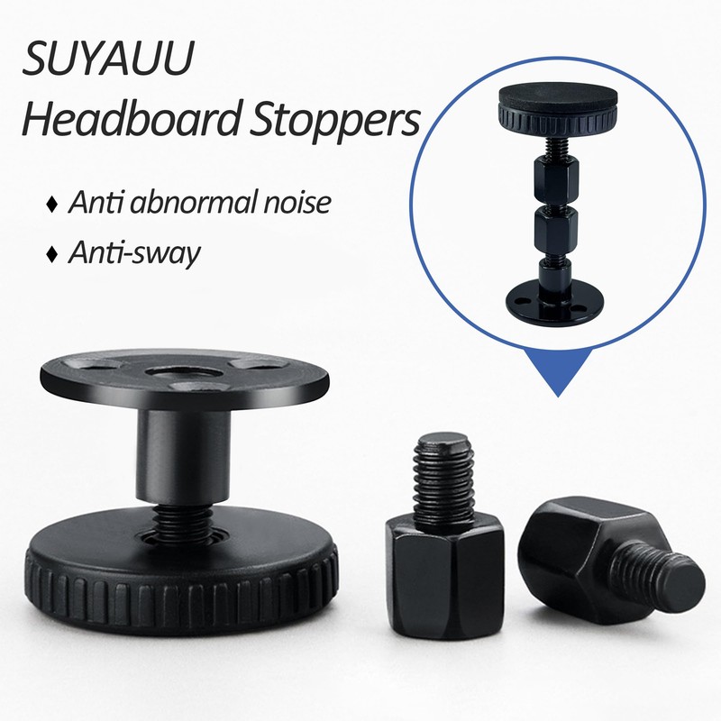 SUYAUU Adjustable Threaded Bed Frame Anti-Shake Tool, 4PCs Headboard Stoppers,
