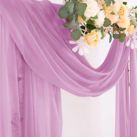 Socomi Wedding Arch Draping Fabric 29" x 20Ft 2 Panels Purple Sheer Outdoor Curtain Drapes Extra Long for Wedding Ceremony Birthday Party Decoration