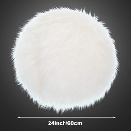 Round Fluffy Rug Faux Fur Round Rug Shaggy Floor Area Carpet for Living Bedroom Sofa Supplies (24 x 24 Inch)