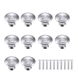 VIPMOON 10 Pack Cabinet Door Knobs Brushed Nickel Round Drawer Handle Hardware Stainless Steel with Screw for Cabinet Kitchen Bathroom Bedroom