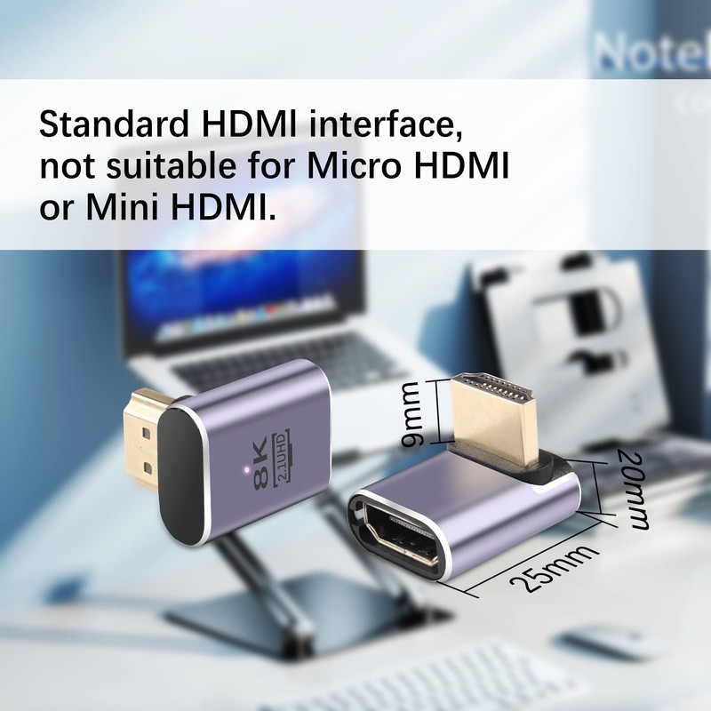 PNGKNYOCN 8K HDMI 90 Degree Adapter，2 Pack Right Angle 48Gbps