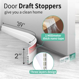 Door Draft Stopper for Bottom of Door,Under Door Sweep for Exterior & Interior Doors, Weather Stripping Door Seal, Garage Window Blocker Noise Cold Air Insulation,2" W x 39" L