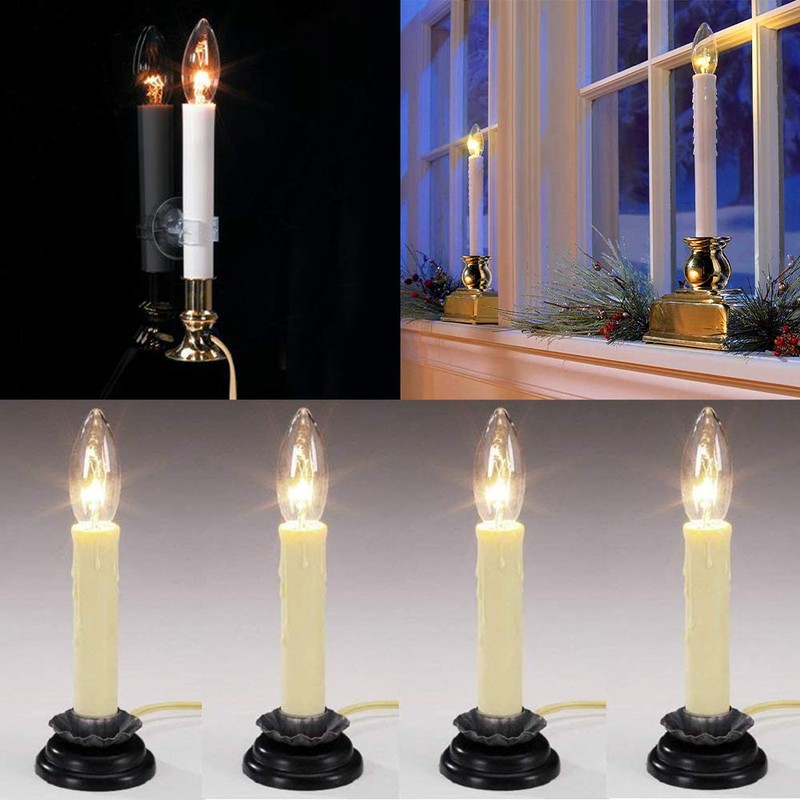 Konictom 25 Pack Candle Light Bulbs,Crystal Clear Torpedo Tip Candelabra