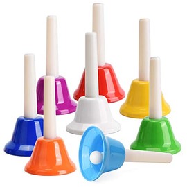Facmogu 8 Pack Handbells Set, Colorful 8 Note Diatonic Metal Music Bells, Percussion Instrument For Festival, Musical Teaching, Wedding, Family Party