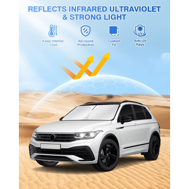 Canvcle Windshield Sun Shade for 2018-2023 Volkswagen VW Tiguan Side