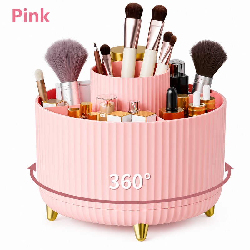 Rotating Makeup Brush Holder Organizer for Vanity Storage – 360°