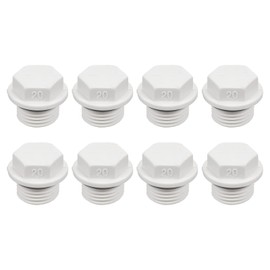 PATIKIL 8pcs G1/2 Male Hex Head Pipe Plug PVC Nut Cap Socket Hose Fitting Adapter Connector for Water Fuel Gas Pipe White
