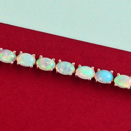 Shop LC White Opal Tennis Bracelet for women 925 Sterling Silver Platinum Plated Birthstone Jewelry Gifts for Women Size 7.25" Engagement Anniversary Wedding Promise Christmas Gifts