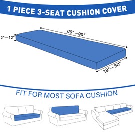 MAXIJIN Waterproof Couch Cushion Covers Stretch Sofa Seat Slipcovers Washable，Sectional Outdoor Cushion Covers with Elastic Bottom for Dogs Pets Kids (1 Pc Sofa Cushion Cover, Light Grey)