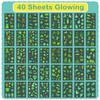 40 Sheet Temporary Glow In The Dark Fake Tattoos For