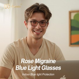 Goiteia FL 41 Migraine Glasses,Light Sensitivity Glasses for Fluorescent LED Glare,Photophobia,Computer Screen Glare,Spring Hinges for Better Comfort (Black Frame(Indoor & Outdoor Use))