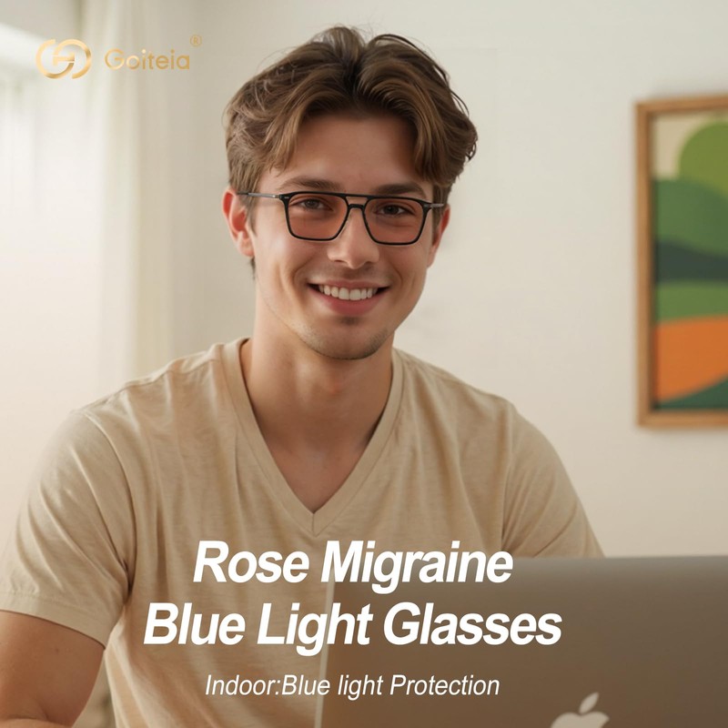 Goiteia FL 41 Migraine Glasses,Light Sensitivity Glasses for Fluorescent LED