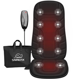 Snailax Massage Seat Cushion with 10 Vibration Motors, Back Massager with Heat, Massage Chair Pad with 5 Vibration Modes, 2 Heating Levels, Chair Massager for Home, Office, Gifts for Men, Women