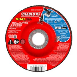 Diablo Type 27 Metal Dual Cut and Grind Disc - 4-1/2" Diameter, 7/8" Arbor, 27 Hub Type, 1/8" Thickness, 13280 Max RPM - DBD045125X01F