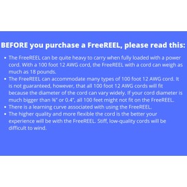 FreeReel - 100 ft 12/3 Heavy Duty Extension Cord Reel - 50 ft Air Hose Reel - Cord, Hose, Cable Storage Organizer - - Includes 1 Storage Cassette Reel, 1 Precision Guide/Winder, 1 Wall Storage Mount