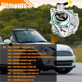 904-820 Brake Vacuum Pump Fits for 2007-2010 Mini Cooper Base, Clubman, John Cooper Works Clubman, Pepper, Salt 1.6L L4 Vacuum Pump for 2007-2010 Replace OE# 11667570813, 701490090, 11667559463