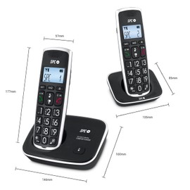 SPC Comfort Kaiser Duo – Schnurloses Festnetztelefon für Senioren mit Tasten und Ziffern in XL–Größe, verstärktem Ton, 2 Direktspeichern, Telefonbuch und Freisprecheinrichtung