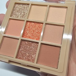 Okerker 9 Colors Glitter Matte Eyeshadow Palette, Golden Peach Brown Shimmer Eye Shadow Makeup, Nude Pink Eye Makeup, Sparkly Metallic Eyeshadow Pallet #02 Peach Pink Neutral