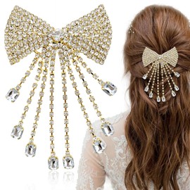 1PCS Diamante Hair Clips for Women,Rhinestone Crystal Metal Hairpin Accessories,Sparkly Silver Hair Clips, Evening Party Wedding Elegant Tassel Water Drop Hair Jewelry for Women Girls