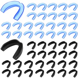 Kathfly 50 Pcs Football Mouth Guards Bulk Pro Sports Mouth Protection Silicone Athletic Mouthguard Gum Teeth Armor for Boxing Basketball Football Hockey Karate Rugby Match(Black, Blue)