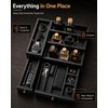 2-Drawer Cologne Organizer for Men, Fully Assembled, Solid Pine, Black/Gray