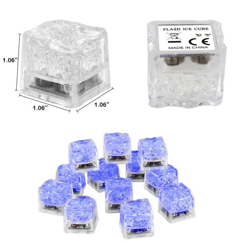 Light Up Ice Cubes for Drinks, 48PCS White LED Ice