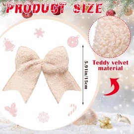 Tudomro 12 Pcs Christmas Plush Bows 5.9 Inch Large Oatmeal Christmas Tree Decor Wreaths Bows for Xmas New Year Holiday Winter Home Decor