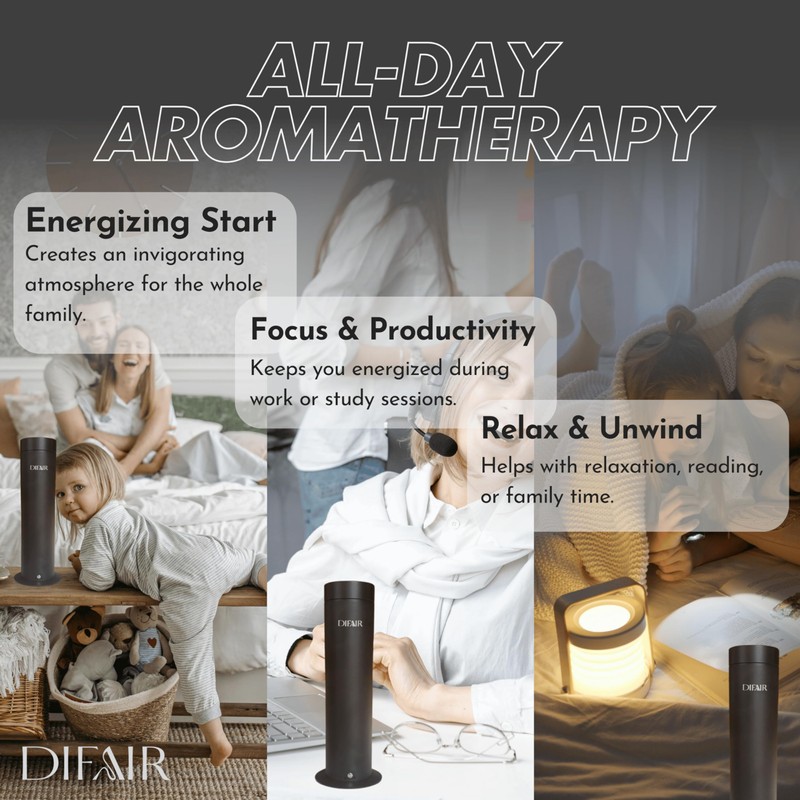 Difair Leak-proof Waterless Diffuser, Hotel Collection Diffuser for Essential Oils,