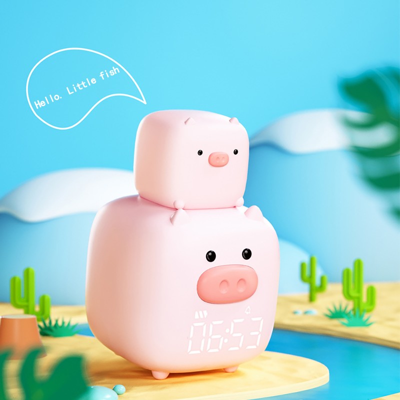 Cartoon Pig Alarm Clock Snooze Digital Alarm Clock with Night